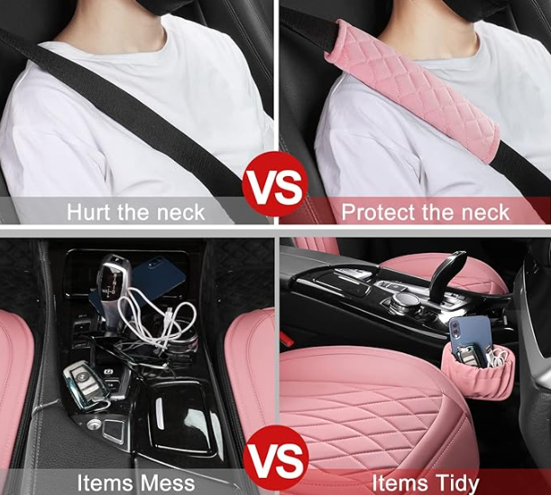 6 -24 Pack Leather Universal Front Back Auto Seat Waterproof Protectors Covers Sets with Matching Interior Accessories