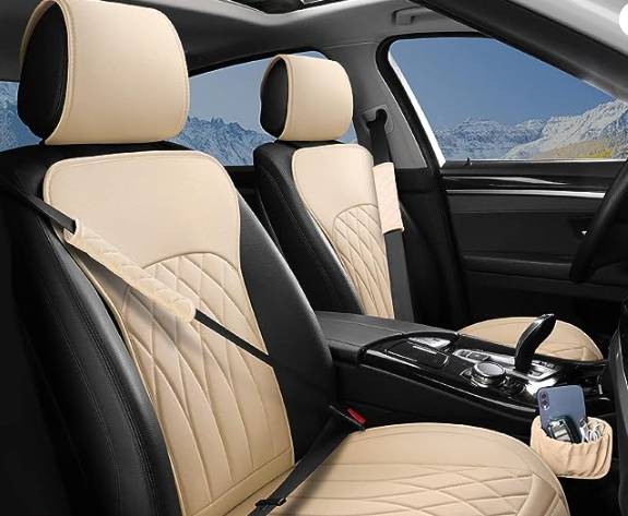 6 -24 Pack Leather Universal Front Back Auto Seat Waterproof Protectors Covers Sets with Matching Interior Accessories