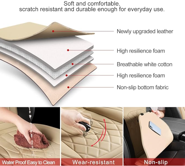 6 -24 Pack Leather Universal Front Back Auto Seat Waterproof Protectors Covers Sets with Matching Interior Accessories