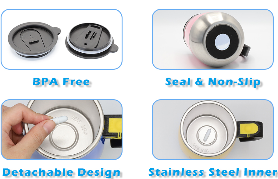 Electric Self Stirring Magnetic Stainless Steel Thermal Beverage Mug