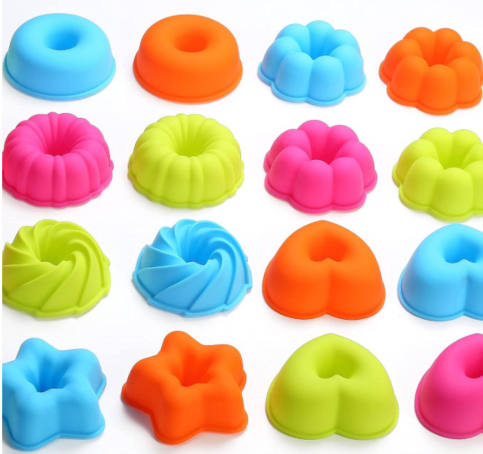 Silicone Nonstick 2 3/4 inches Non-Stick Dishwasher Oven Safe Donut Mold and Cake Baking Cups 24 Pieces