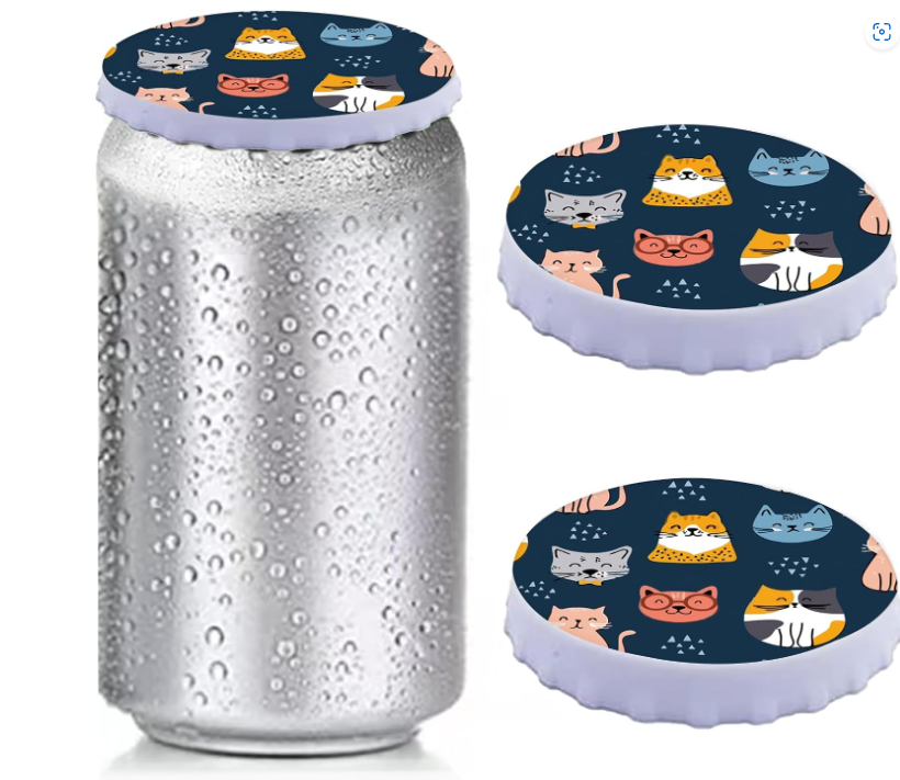 Silicone Soda Pop Energy Juice Beer Cup Can Cover Toppers Lid Reusable Beverage Food Protector 2 -18 Pack