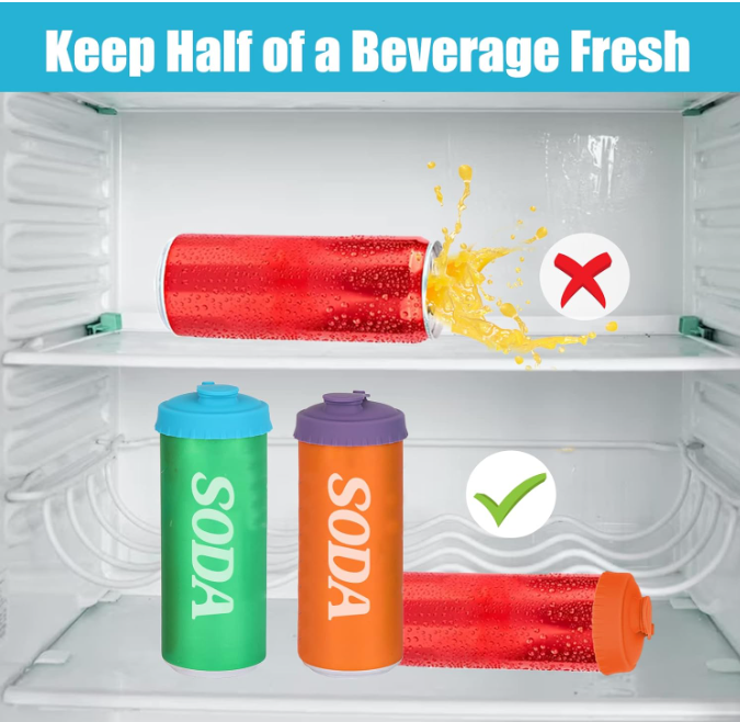 Silicone Soda Pop Energy Juice Beer Cup Can Cover Toppers Lid Reusable Beverage Food Protector 2 -18 Pack
