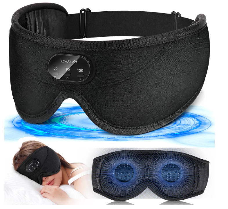 Sleep Headphones White Noise Music Bluetooth 3D Wireless Eye Mask with Timer For Sleep Travel Therapy
