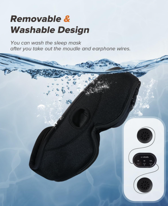 Sleep Headphones White Noise Music Bluetooth 3D Wireless Eye Mask with Timer For Sleep Travel Therapy