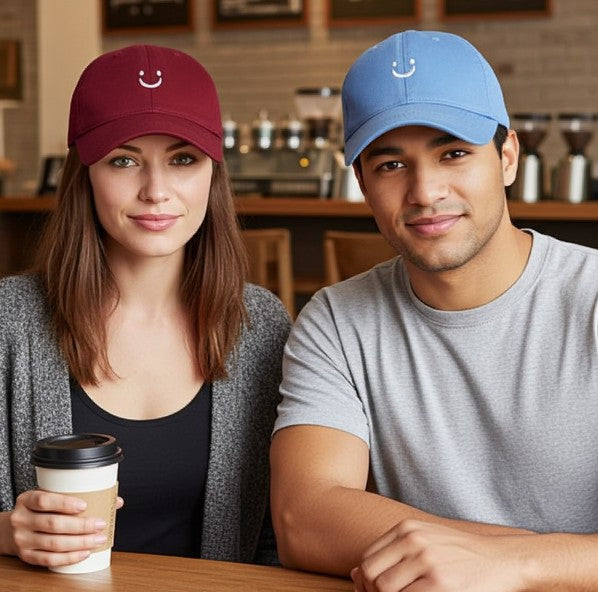 Smiley Face Adjustable Soft Cotten Baseball Cap Hat for Women Men Kids for Heat Sun Protection