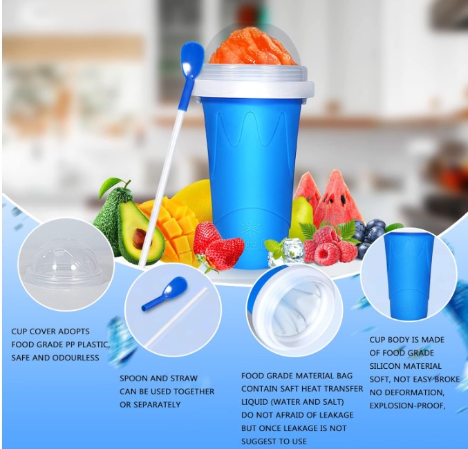 Frozen Magic Slushie Ice Cream Maker Squeeze Cup Homemade DIY Cool Tik Tok Gadgets with Lid & Straw