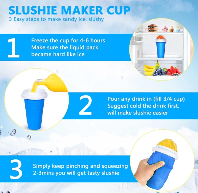 Frozen Magic Slushie Ice Cream Maker Squeeze Cup Homemade DIY Cool Tik Tok Gadgets with Lid & Straw
