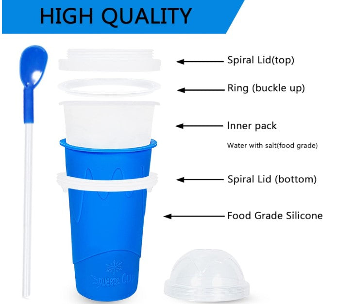 Frozen Magic Slushie Ice Cream Maker Squeeze Cup Homemade DIY Cool Tik Tok Gadgets with Lid & Straw