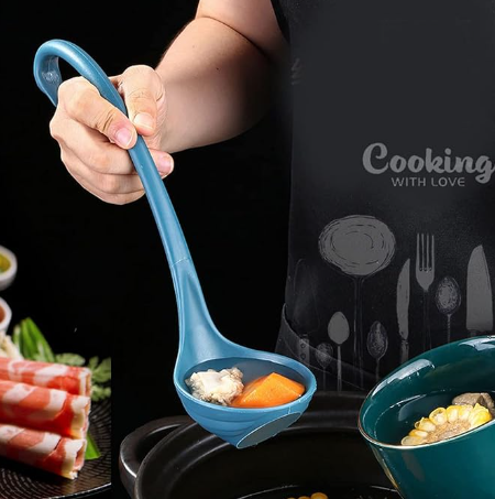 Swan Shaped Soup Ladle Kitchen Spoon White Black Pink Blue Design with Resting Holder