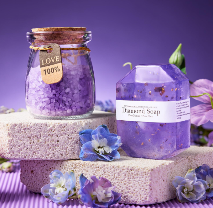 Spa Lavender Rose Natural Camomile Scented Candle Mask Blanket Socks Notebook Soaps Salt Wine glass Jewelry Gift Basket Set for Birthday Mothers Day Wife loved One Gift