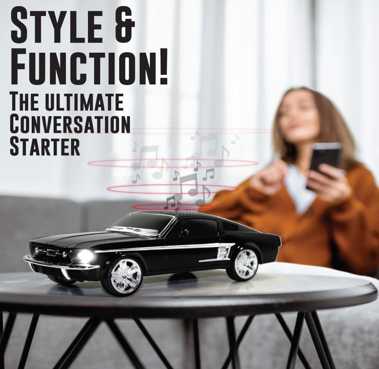 Mini Unique Design Boombox, Vinyl Record Player FM Radio Retro Car with LED Bluetooth Speaker w/Enhanced FM Radio for Home and Outdoor Decor
