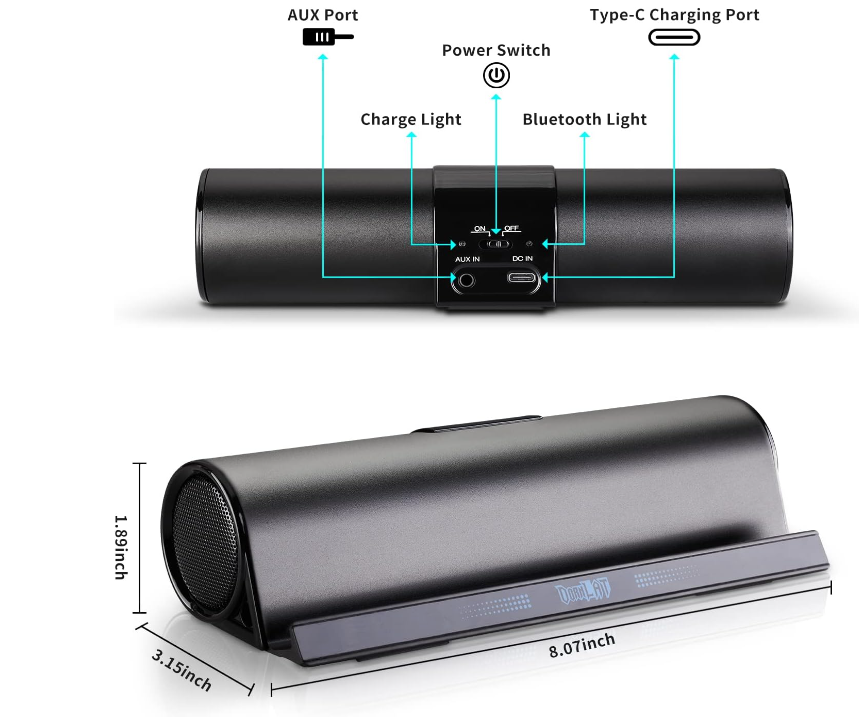 Wireless Bluetooth Bass Portable Outdoor Speakers with Holder Doc Stand for Phone Tablet iPad