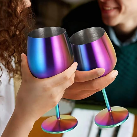 Stainless Steel Metal Liquor Bottle Spouts with Stemmed Wine Cocktail Glass Sets