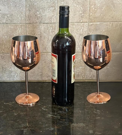 Stainless Steel Metal Liquor Bottle Spouts with Stemmed Wine Cocktail Glass Sets