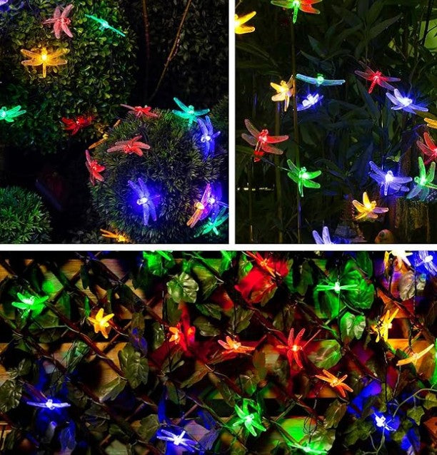 Heart Dragonfly Bulb Flower Star Moon Shape Solar String Decor Red White Multicolor Garland Lights for Patio Outdoor or Indoor Garden Decor
