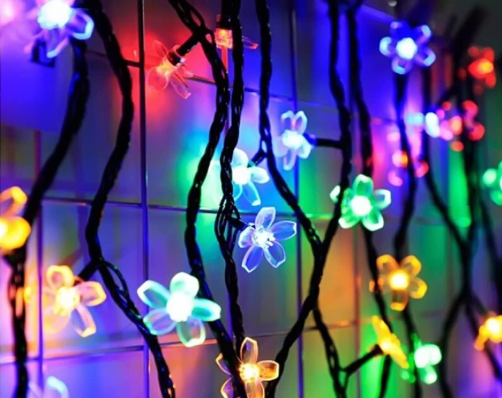 Heart Dragonfly Bulb Flower Star Moon Shape Solar String Decor Red White Multicolor Garland Lights for Patio Outdoor or Indoor Garden Decor