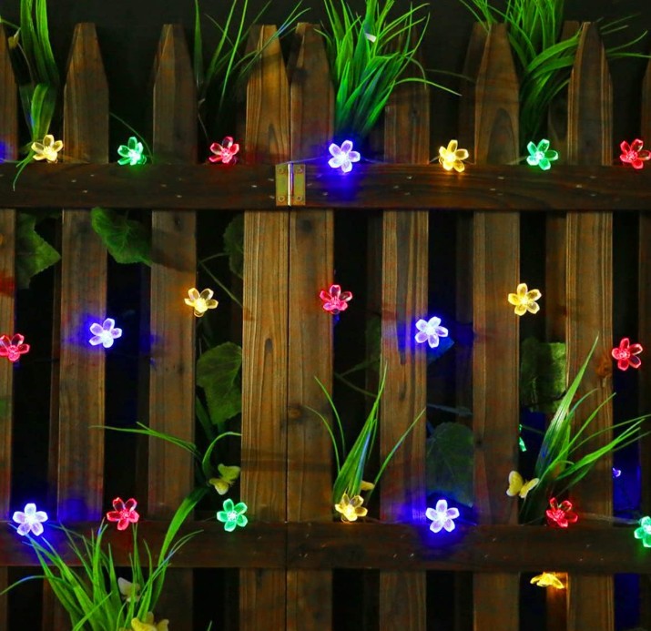 Heart Dragonfly Bulb Flower Star Moon Shape Solar String Decor Red White Multicolor Garland Lights for Patio Outdoor or Indoor Garden Decor