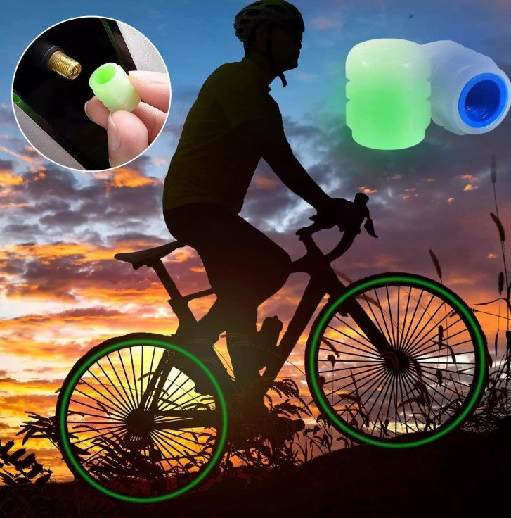 Car Truck Bike Auto Luminous Fluorescent Green Blue Yellow Orange Red Night Glow in the dark Tire Valve Caps for Halloween Auto Decor