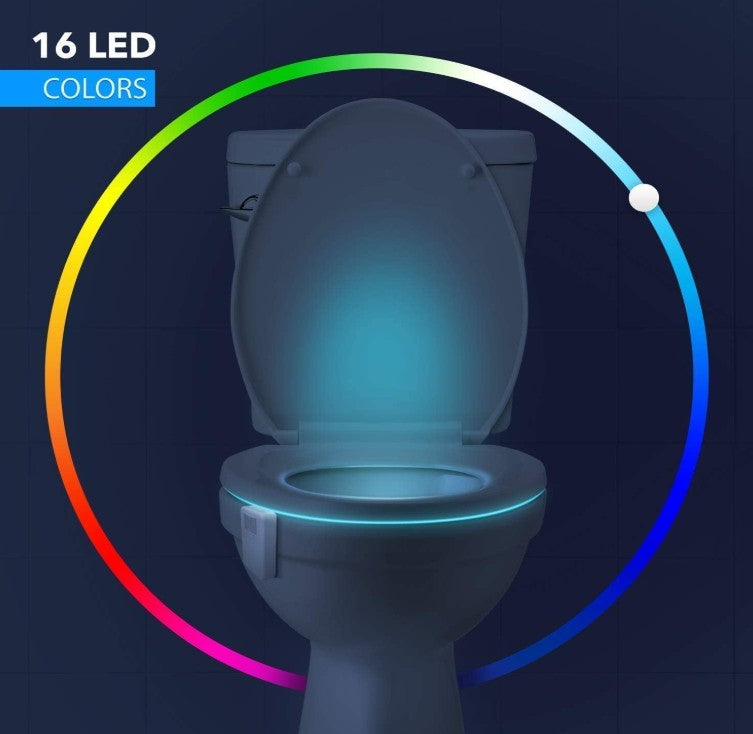 Toilet Bowl Night Light Motion Sensor 16 Color Changing LED Gadgets for Bathroom Accessories Decor