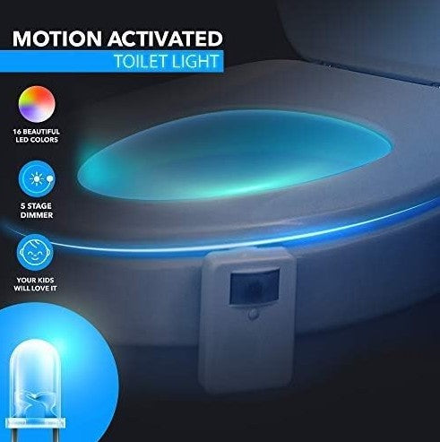 Toilet Bowl Night Light Motion Sensor 16 Color Changing LED Gadgets for Bathroom Accessories Decor