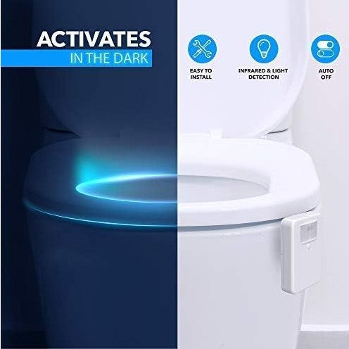 Toilet Bowl Night Light Motion Sensor 16 Color Changing LED Gadgets for Bathroom Accessories Decor