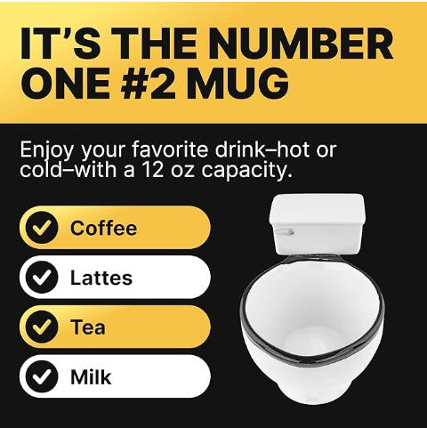 Funny Odd Ceramic Gag Gift Novelty Poop Toilet Donut Coffee Teacups Mug, 12-24 fluid ounces