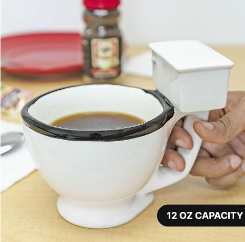 Funny Odd Ceramic Gag Gift Novelty Poop Toilet Donut Coffee Teacups Mug, 12-24 fluid ounces