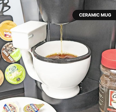 Funny Odd Ceramic Gag Gift Novelty Poop Toilet Donut Coffee Teacups Mug, 12-24 fluid ounces