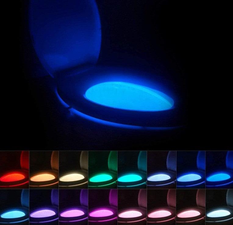 Toilet Bowl Night Light Motion Sensor 16 Color Changing LED Gadgets for Bathroom Accessories Decor