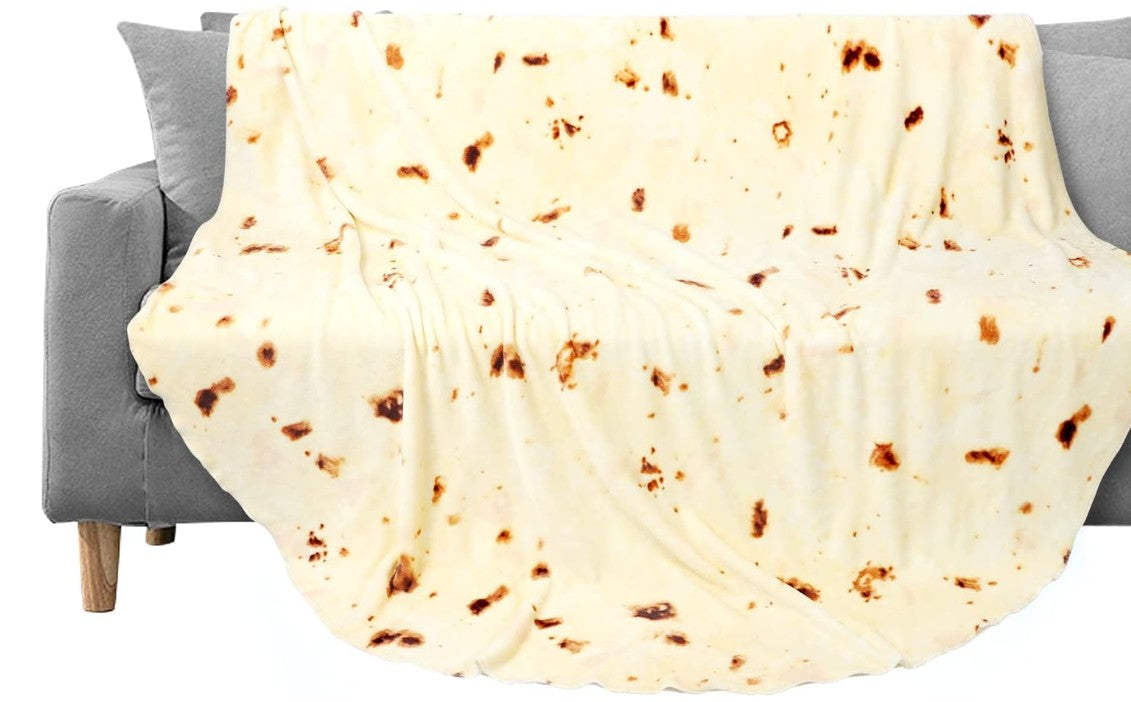 Tortilla Double Sided Print Round Fleece Flannel Linen Pool Beach Picnic Blanket Plush Soft Throw for Pets Baby Blanket Bedspread Sofa Couch Chair