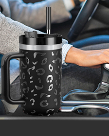 40 oz Double Wall Insulated Stainless Steel Tumbler Stanley Inspired with Handle and 2 Straws LeakProof Lids Water Bottle Travel Coffee Mug with Gift Box