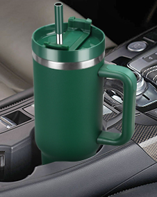 40 oz Double Wall Insulated Stainless Steel Tumbler Stanley Inspired with Handle and 2 Straws LeakProof Lids Water Bottle Travel Coffee Mug with Gift Box