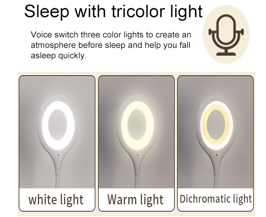 Foldable Adjustable Voice Control Three Lighting Mode Intelligent Sleep Aid Desk Table Night Ambience Lamp