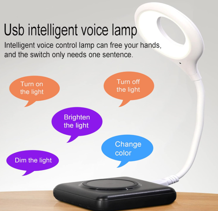 Foldable Adjustable Voice Control Three Lighting Mode Intelligent Sleep Aid Desk Table Night Ambience Lamp