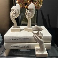 Artistic Craft Resin Blue Black White Gold Glass Three Thinker Miniature Sculpture Model Figurines