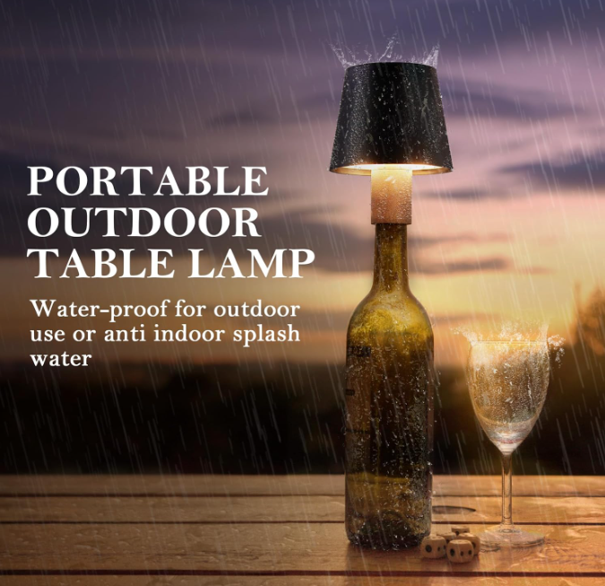 Creative Portable Dimmable Wireless Wine Liquor Bottle Waterproof Touch Desk Lamp with Color Lights for Restaurants Clubs Bars