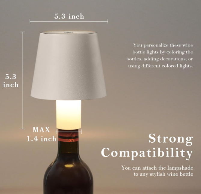 Creative Portable Dimmable Wireless Wine Liquor Bottle Waterproof Touch Desk Lamp with Color Lights for Restaurants Clubs Bars