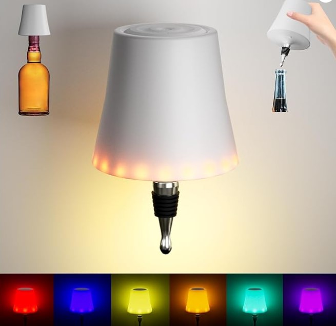 Creative Portable Dimmable Wireless Wine Liquor Bottle Waterproof Touch Desk Lamp with Color Lights for Restaurants Clubs Bars