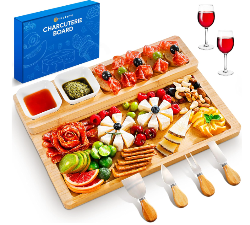 Creative Bamboo Wooden Bridge Leaf Sushi Bakery Cheese Charcuterie Pumpkin Cofin Board with Knife Serving Tray Set for Kitchen Decor Haloween Parties