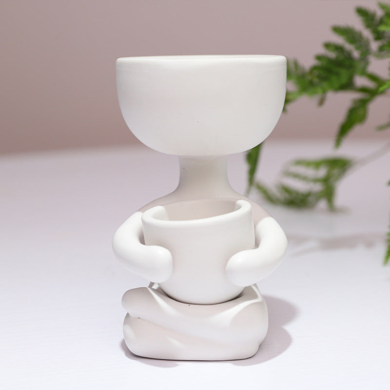 Ceramic Humanoid Figure Unique Mini Indoor Outdoor Flower Plant Pots