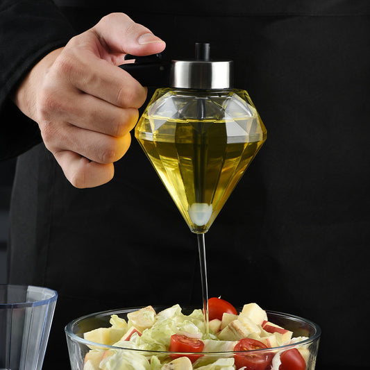 Oil Salad Dressing Seasoning Diamond Shaped Glass Dispenser