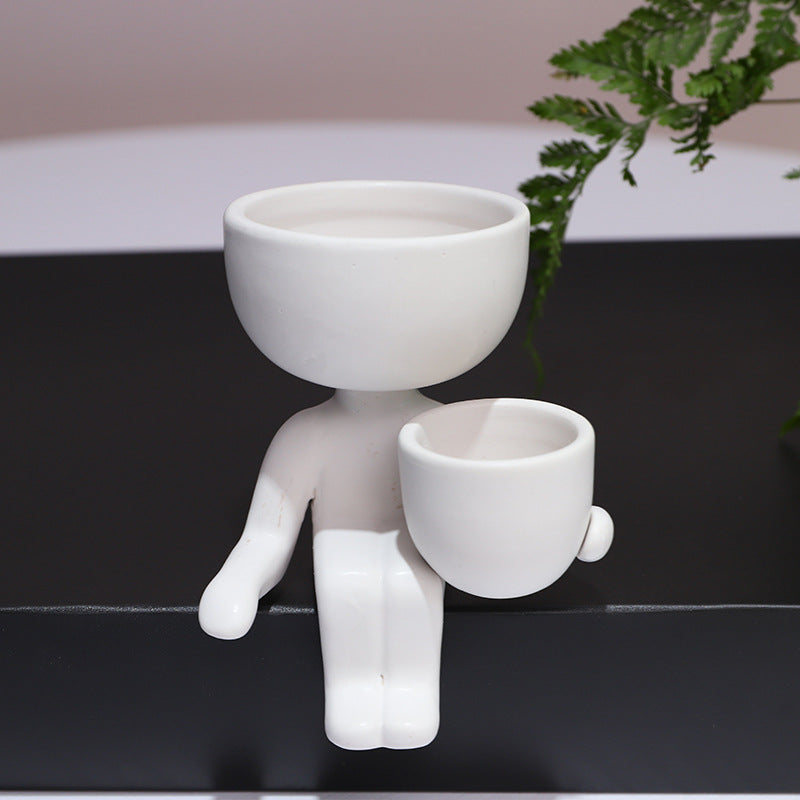 Ceramic Humanoid Figure Unique Mini Indoor Outdoor Flower Plant Pots