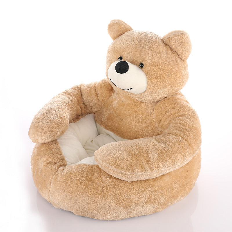 Detachable And Washable Hug Bear Pet Nest Round Shape Warm and Comfortable Pet Bed