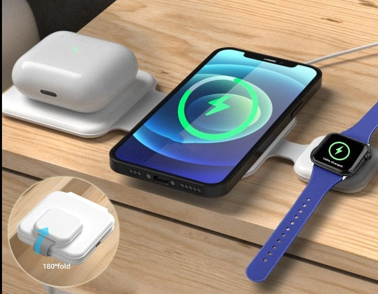3 In 1 Magnetic Foldable Wireless Charger Charging Station Multi-Device Folding Cell Phone Wireless Travel Charger Gadgets