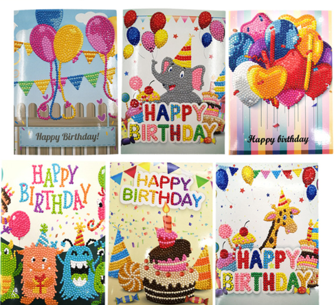 Artistic Fun DIY Birthday Thank You Bless You Best Wishes Diamond Painting Greeting Card Kits