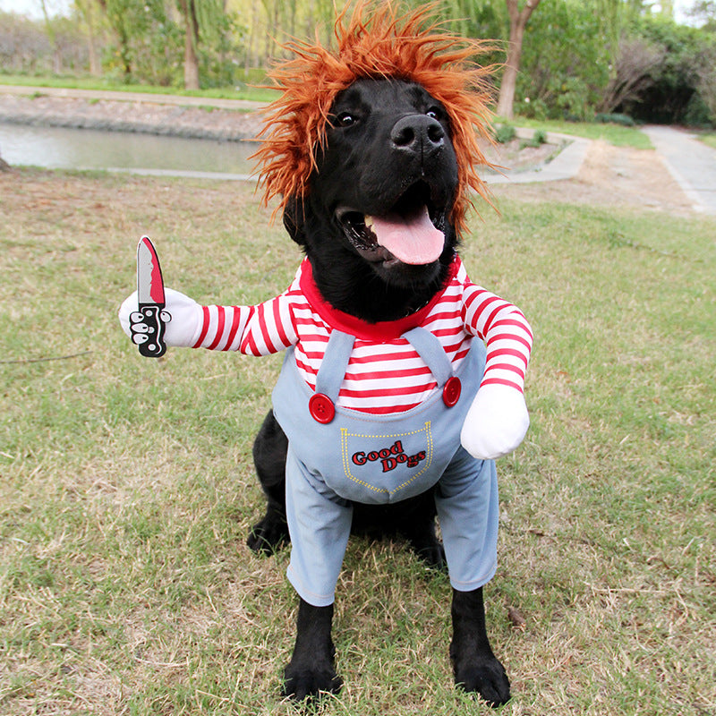 Funny Halloween Scary Chucky Horseman Adjustable Pet Dog Cat Dressup Costume