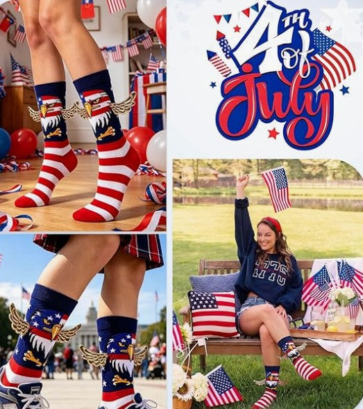 4th of July Magnetic Holding Hands Socks, Funny American Flag Socks for Men Women, USA Sock for Adults Independence Day
