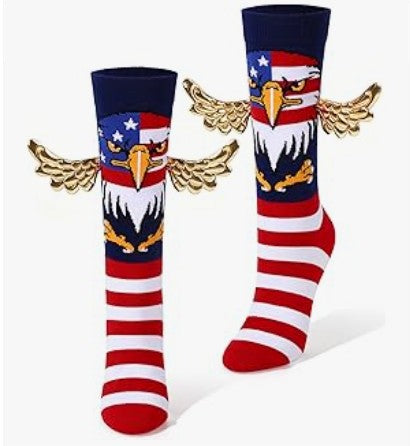 4th of July Magnetic Holding Hands Socks, Funny American Flag Socks for Men Women, USA Sock for Adults Independence Day