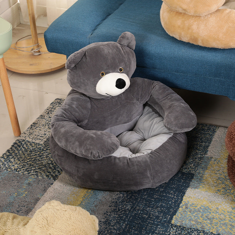 Detachable And Washable Hug Bear Pet Nest Round Shape Warm and Comfortable Pet Bed